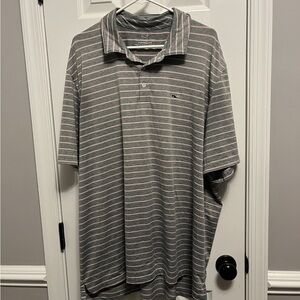 Vineyard Vines Performance Polo
Light Pink/Grey Striped Shirt Men's
Size 2XL